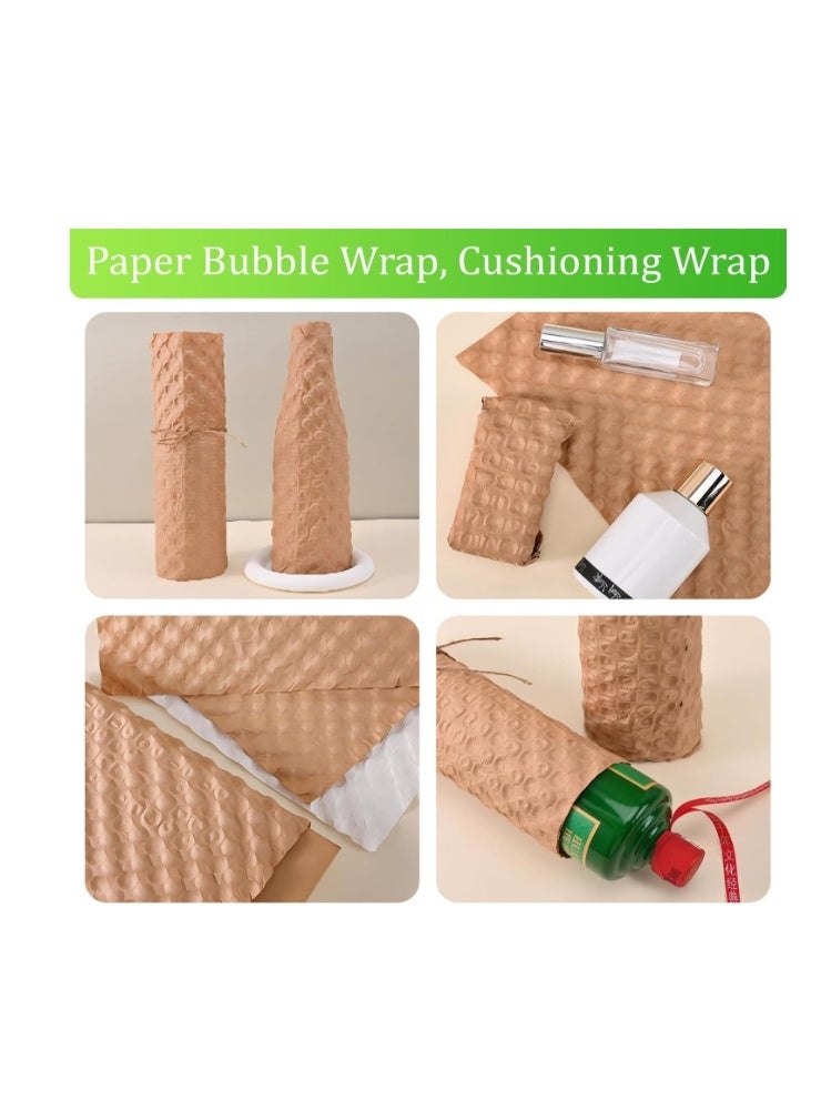 1 Roll 10 Meters X 29CM Paper Bubble Wrap Eco Cushioning Wrap Sustainable Alternative To Bubble Wrap For Moving Shipping Packing Roll,Eco Friendly Bubble Wrap Alternative Roll Kraft Paper Packing - Image 1